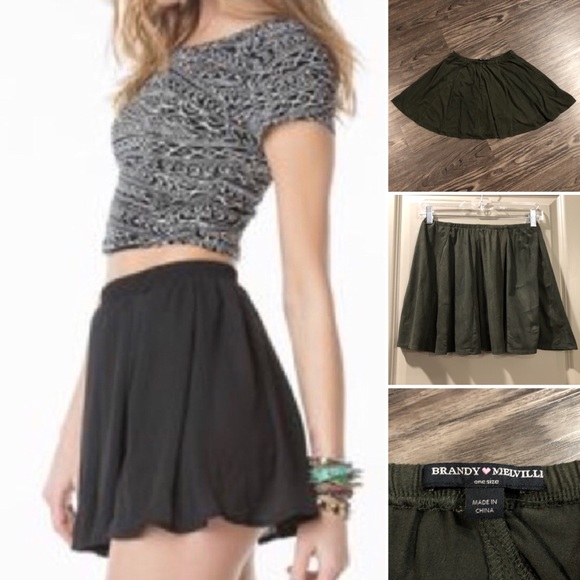 Brandy Melville Dresses & Skirts - Brandy Melville | Olive Green Suede Skirt
